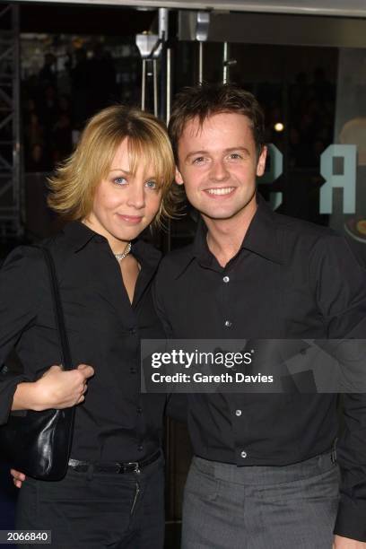 Telvision presenter Declan Donnelly and girlfriend actress Clare Buckfield attend the world premiere of 'Harry Potter and the Philosopher's Stone' at...