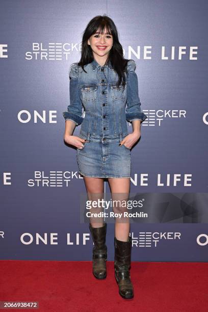 Malina Weissman attends the "One Life" New York Premiere at Museum of Jewish Heritage on March 07, 2024 in New York City.