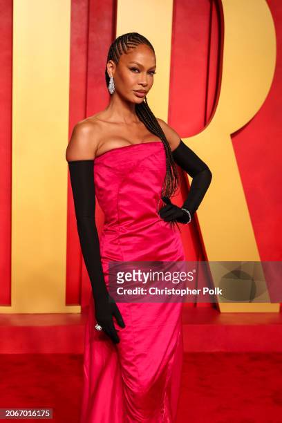 Joan Smalls at the 2024 Vanity Fair Oscar Party held at the Wallis Annenberg Center for the Performing Arts on March 10, 2024 in Beverly Hills,...