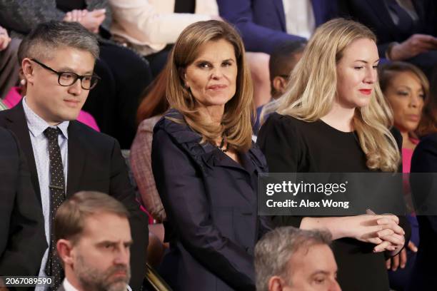 Maria Shriver , former first lady of California, and Kate Cox , abortion rights advocate, sit in first lady Jill Biden’s guest box during U.S....