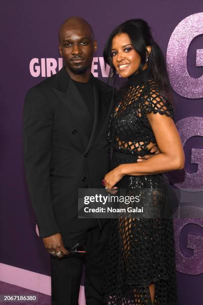 Loic Mabanza and Renée Elise Goldsberry attend the Girls5Eva S3 New York Premiere at Paris Theater on March 07, 2024 in New York City.