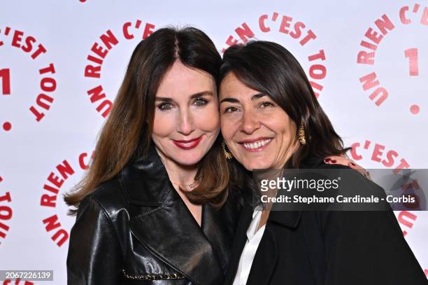 Elsa Zylberstein and Cecile Duffau attend the "Un Rien C'est Tout" Gala at Musee de l'armee on March 07, 2024 in Paris, France.