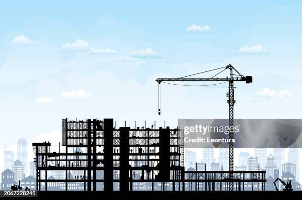 scaffolding silhouette - scaffolding stock illustrations