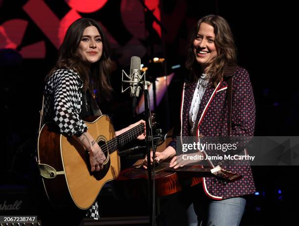 Rebecca Lovell and Megan Lovell of Larkin Poe perform onstage during the Eighth Annual LOVE ROCKS NYC Benefit Concert For God's Love We Deliver at...