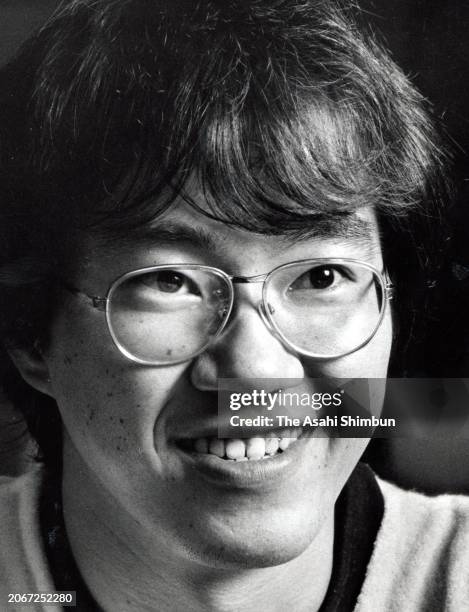 In this undated image, manga artist Akira Toriyama speaks during the Asahi Shimbun interview in Japan.