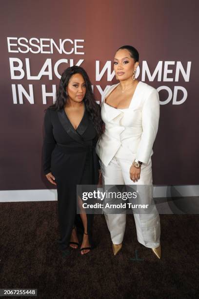 Angela Beyince and Crystal Hayslett attends the 2024 ESSENCE Black Women In Hollywood Awards Ceremony at Academy Museum of Motion Pictures on March...