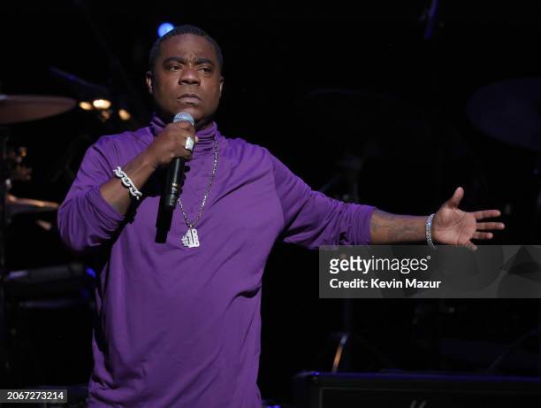 Tracy Morgan speaks onstage during the Eighth Annual LOVE ROCKS NYC Benefit Concert For God's Love We Deliver at Beacon Theatre on March 07, 2024 in...