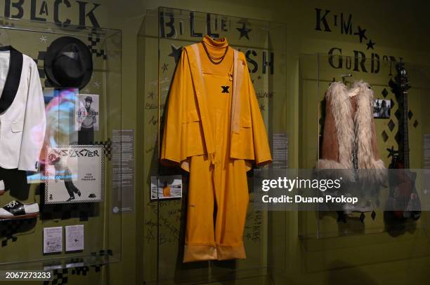 Billie Eilish outfit from her "Bellyache" single cover and music video on display during the "Revolutionary Women in Music: Left of Center" exhibit...