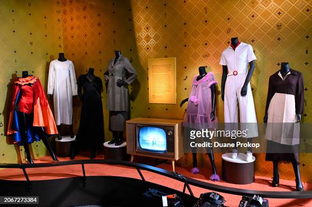 Natalie Merchant outfits from the short film for Natalie Merchant's 1998 song cycle album Ophelia are on display during the "Revolutionary Women in...