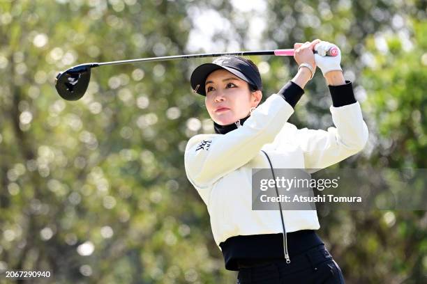 Shin-Ae Ahn of South Korea hits her tee shot on the 11th hole during the second round of MEIJI YASUDA LIFE INSURANCE LADIES YOKOHAMA TIRE GOLF...