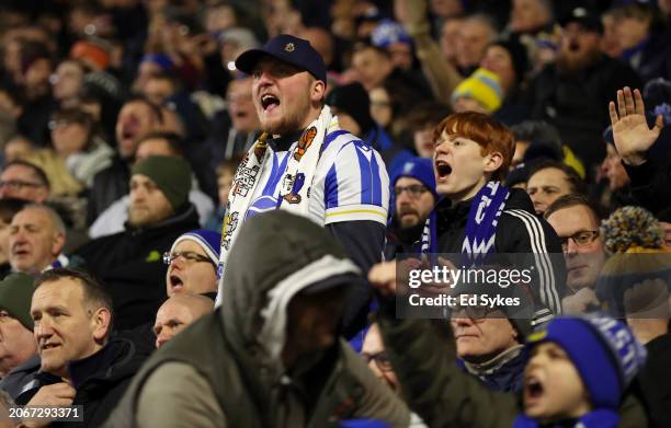 Sheffield Wednesday fans during the Sky Bet Championship match between Sheffield Wednesday and Leeds United at Hillsborough on March 08, 2024 in...