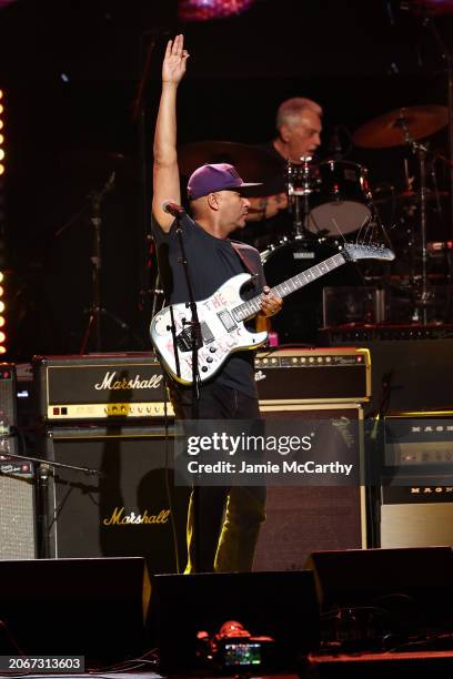 Tom Morello performs onstage during the Eighth Annual LOVE ROCKS NYC Benefit Concert For God's Love We Deliver at Beacon Theatre on March 07, 2024 in...