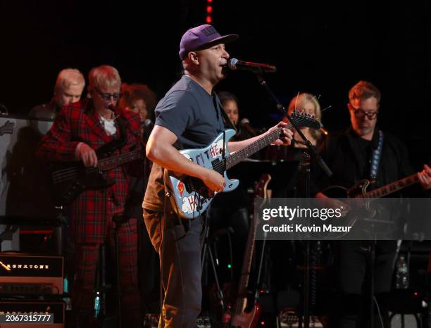 Tom Morello performs onstage during the Eighth Annual LOVE ROCKS NYC Benefit Concert For God's Love We Deliver at Beacon Theatre on March 07, 2024 in...