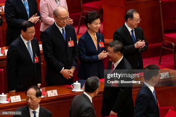 Xi Jinping, China's president, leaves following the closing of the Second Session of the 14th National People's Congress at the Great Hall of the...