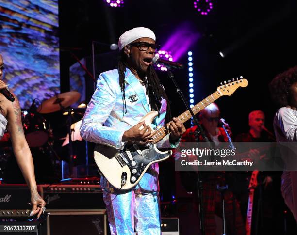 Nile Rodgers performs onstage during the Eighth Annual LOVE ROCKS NYC Benefit Concert For God's Love We Deliver at Beacon Theatre on March 07, 2024...
