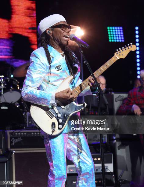 Nile Rodgers performs onstage during the Eighth Annual LOVE ROCKS NYC Benefit Concert For God's Love We Deliver at Beacon Theatre on March 07, 2024...