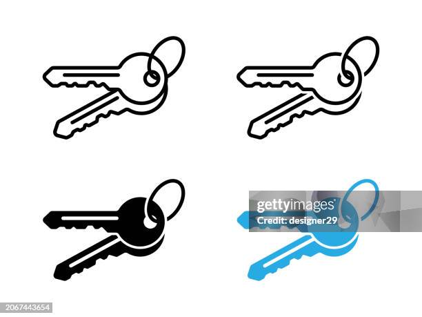 key icon set vektor-design. - hausschlüssel stock-grafiken, -clipart, -cartoons und -symbole