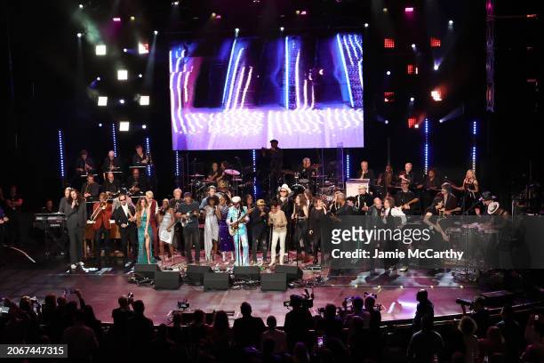 View of the finale during the Eighth Annual LOVE ROCKS NYC Benefit Concert For God's Love We Deliver at Beacon Theatre on March 07, 2024 in New York...