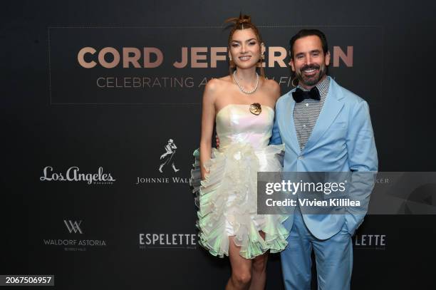 Chris Gialanella and Blanca Blanco attend Los Angeles Magazine and Johnnie Walker Blue Label celebrates Cord Jefferson and American Fiction at The...