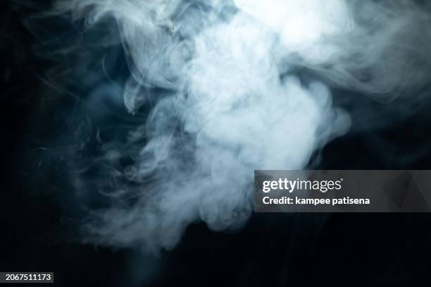 abstract realistic soft smoke , fog , vapor on black background. - rook stockfoto's en -beelden