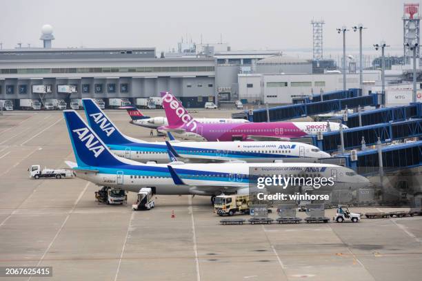 chubu centrair international airport in japan - all nippon airways stock-fotos und bilder