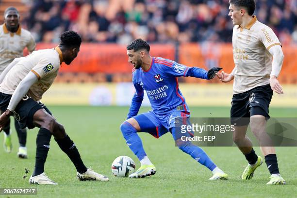Said BENRAHMA during the Ligue 1 Uber between match Lorient and Lyon at Stade Yves Allainmat on March 9, 2024 in Lorient, France. - Photo by Icon...
