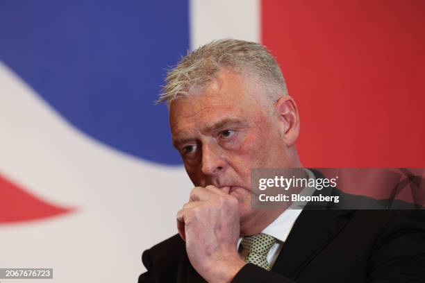 Lee Anderson, former Conservative member of parliament, during a news conference, announcing his defection to Reform UK, in London, UK, on Monday,...