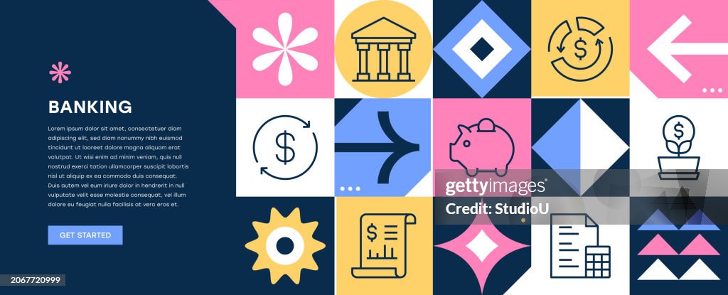 Bank Header Image Banking Web Banner Design High-Res Vector Graphic - Getty Images