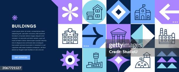 buildings web banner design - air force base stock illustrations