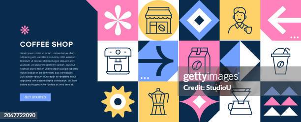 coffee shop web banner design - mocha stock illustrations