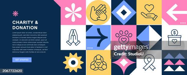 web-banner-design für wohltätigkeitsorganisationen und spenden - organspende stock-grafiken, -clipart, -cartoons und -symbole