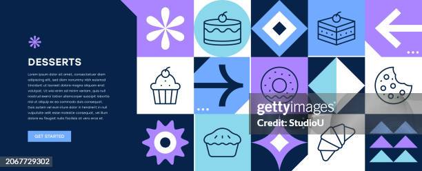 desserts web banner design - pancake stock illustrations