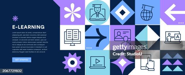e-learning web banner design - webinar banner stock illustrations