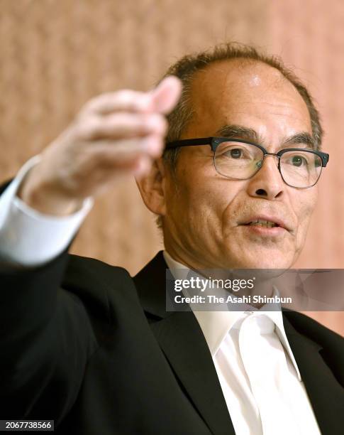 Electronic Engineer Shuji Nakamura speaks during the Asahi Shimbun interview on March 8, 2024 in Tokyo, Japan.