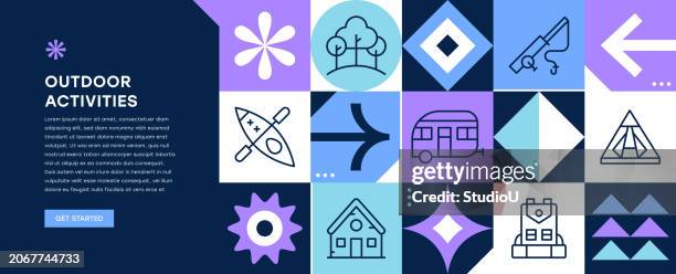 outdoor activities web banner design - fishing background stock illustrations