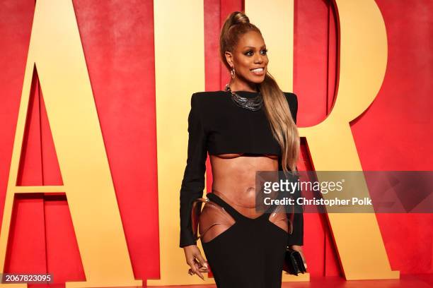 Laverne Cox at the 2024 Vanity Fair Oscar Party held at the Wallis Annenberg Center for the Performing Arts on March 10, 2024 in Beverly Hills,...