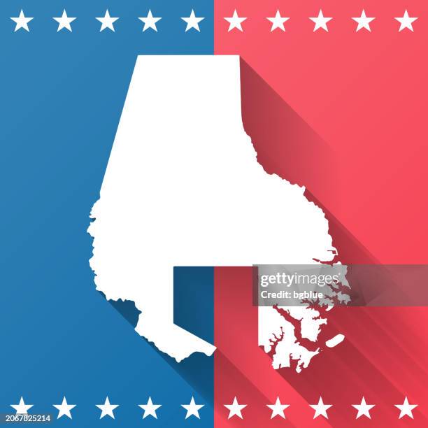 baltimore county, maryland. map on blue and red background - election map stock illustrations