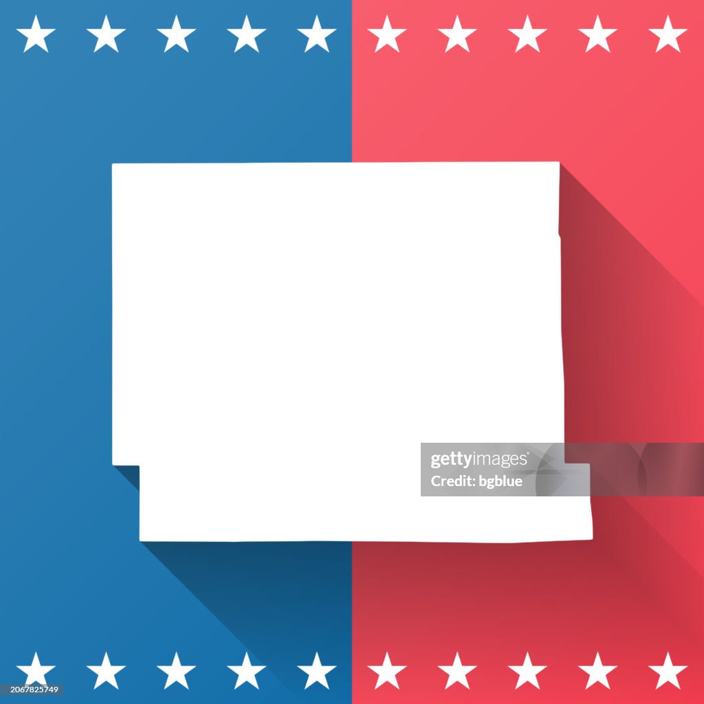 Box Butte County, Nebraska. Map on blue and red background
