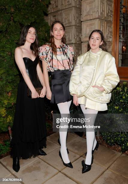 Danielle Haim, Este Haim and Alana Haim attend W Magazine and Louis Vuitton's Academy Awards Dinner at a Private Residence on March 07, 2024 in Los...