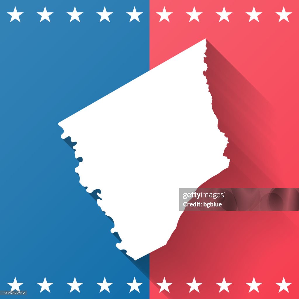 Robertson County, Texas. Map on blue and red background