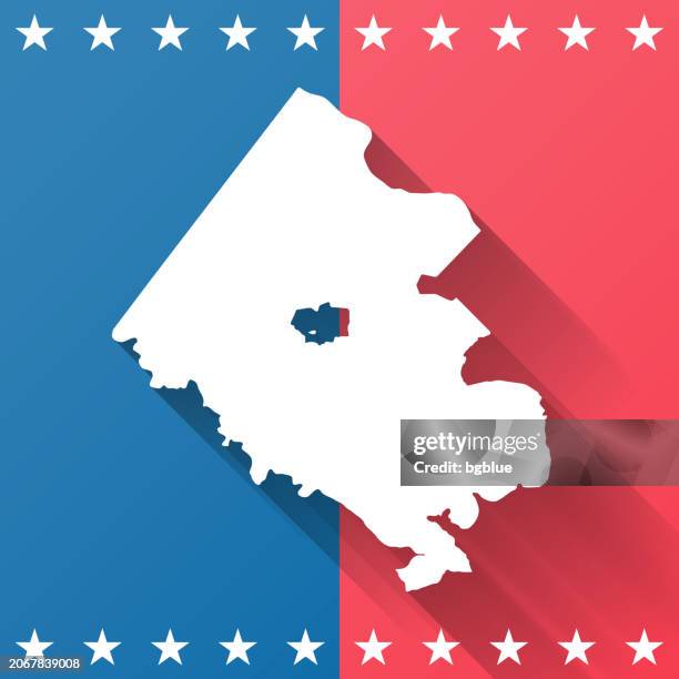 fairfax county, virginia. map on blue and red background - fairfax county stock illustrations