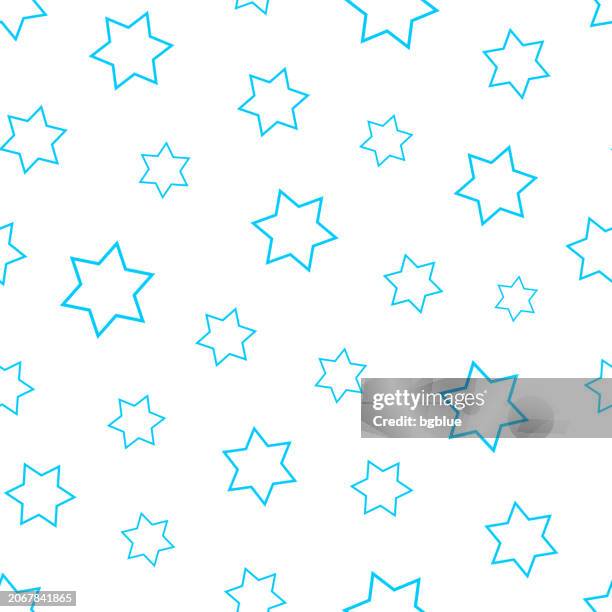 star of david. seamless pattern. line icons on white background - star of david stock illustrations