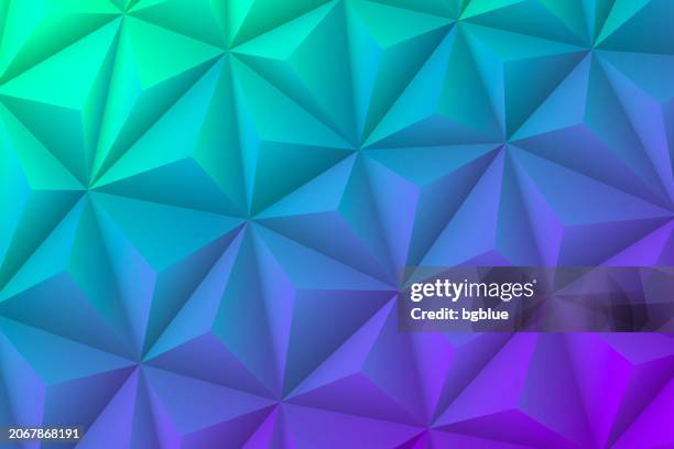 abstract geometric texture - low poly background - polygonal mosaic - purple gradient - green triangle pattern stock illustrations