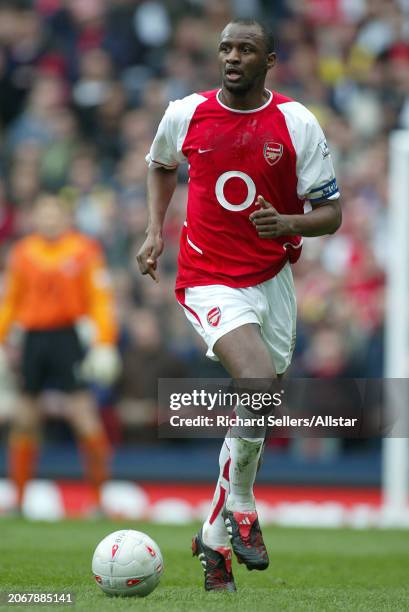 April 3: Patrick Vieira of Arsenal on the ball during the FA Cup Semi Final match between Arsenal and Manchester United at Villa Park on April 3,...