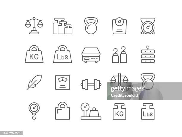ilustraciones, imágenes clip art, dibujos animados e iconos de stock de iconos de báscula y pesos - kilogramo