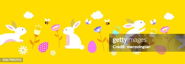 easter seamless pattern with cute bunnies background design - easter seamless pattern stock illustrations