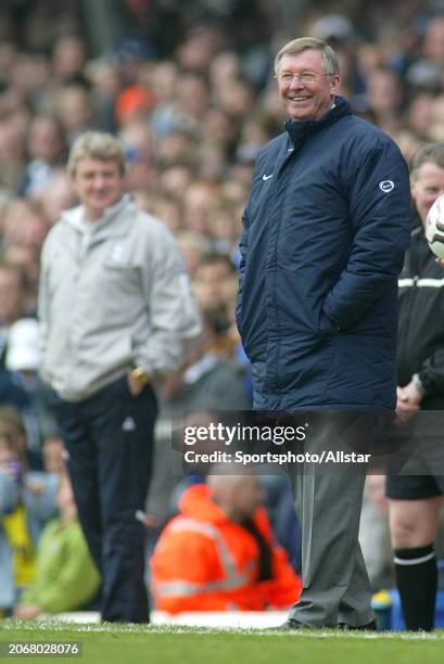 April 10: Alex Ferguson, Manchester United Manager on the side line during the Premier League match between Birmingham City and Manchester United at...