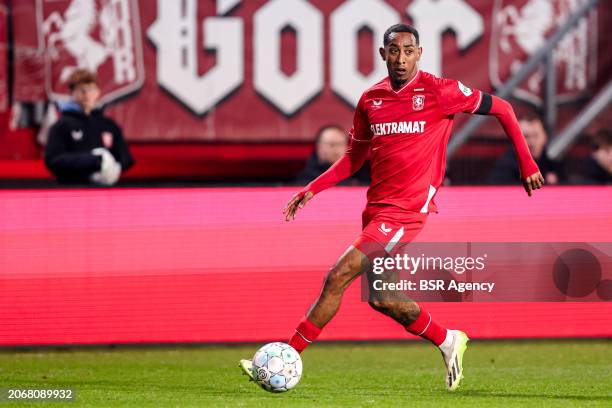 Joshua Brenet of FC Twente runs with the ball during the Dutch Eredivisie match between FC Twente and Sparta Rotterdam at De Grolsch Veste on March...