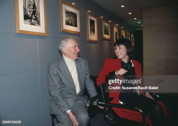 French photographer Robert Doisneau and french actress Sabine Azema, 26th March 1992.