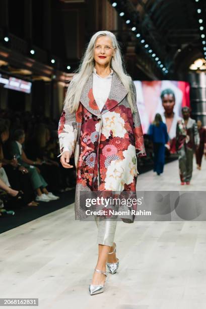 Model showcases designs by Julie Goodwin during the F*** The Invisible Runway at Melbourne Fashion Festival 2024 on March 08, 2024 in Melbourne,...